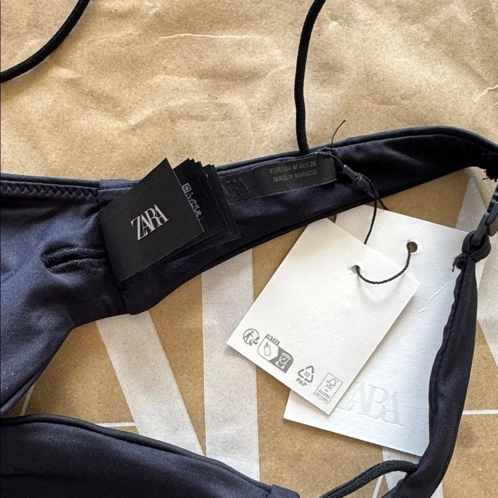 Zara Black Bikini Top with Gold Ring - Picture 5 of 8